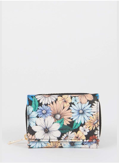 Buy Faux Leather Floral Print Wallet in UAE