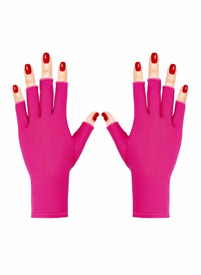 Buy UV Glove for Nail Lamp, Gel Manicures Glove, Half Finger Stretchy Gloves for Girls Protect Hands in UAE