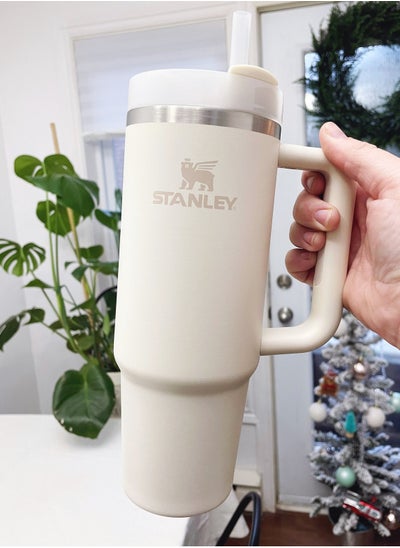 Buy Stanley IceFlow Stainless Steel Tumbler - Vacuum Insulated Water Bottle for Home, Office or Car Reusable Cup with Straw Leak Resistant Flip Cold 40oz (Cream) in UAE