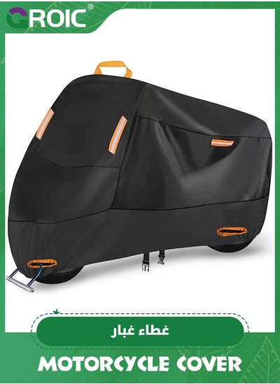 Buy Motorcycle Cover, All Season Durable Waterproof Outdoor Protection Scooter Cover,Reflective Tape Lock-Holes Motorcycle Cover(Black) in Saudi Arabia