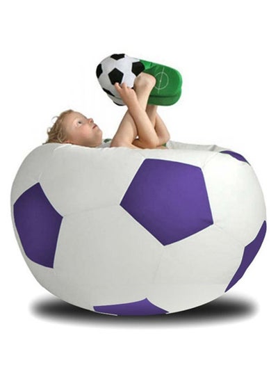 Buy COMFY WHITE & PURPLE CLASSIC FOOTBALL BEAN BAG WITH BOUNCY VIRGIN BEANS FILLING in UAE