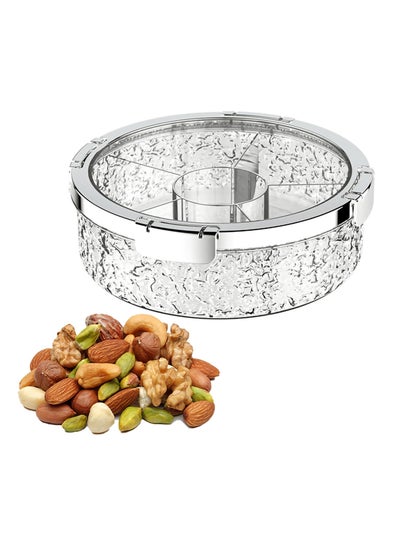 Buy Fruit Tray Fruit Bowl for Kitchen Counter Luxurious Sealed Nut Snack Storage Box with 6 Compartment Divided Serving Tray with Lid Holiday Candy Box Dry Fruit Plate for Living Room Party in UAE