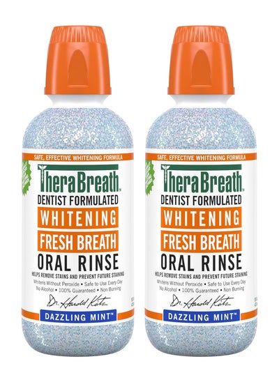 Buy TheraBreath Whitening Fresh Breath Oral Rinse, Dazzling Mint, 473 ml, Pack of 2 in UAE