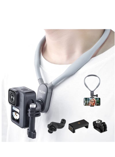 Buy Magnetic POV Neck Selfie Holder with Phone Clip Vertical Mount Kit Hand Free Video Vlog Necklace Lanyard Body Strap Attachment for GoPro Max Hero Insta360 DJI Action iPhone Android in UAE