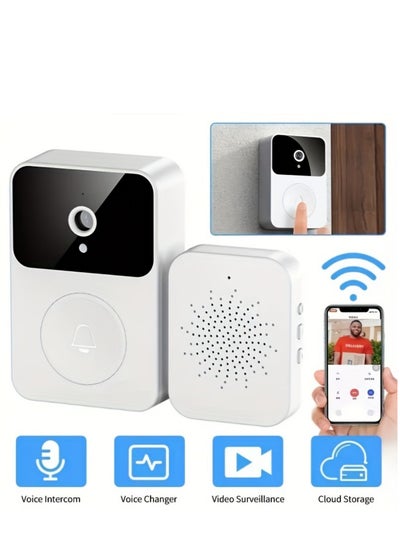 اشتري Smart Home Mini Wifi Video Doorbell Camera Wide Angle Night Vision Voice Change Two Way Audio Real Time Intercom Battery Powered Wireless Security Visual Jingle Bell With Dingdong Easy To Install & Us في السعودية