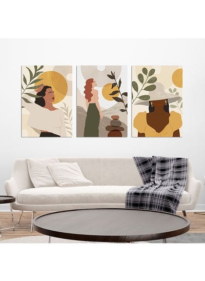 Buy Wall Art For Home Decor On Canvas With Wooden Frame Size 60 X 40 Cm 3 Pieces in Saudi Arabia