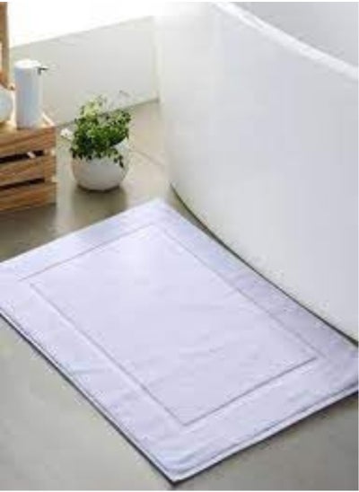 Buy 100% Pure Egyptian Cotton Hotel Quality Bathroom Floormat (50 x 80cm) -1000 GSM, Super Soft, Non-Slippery and Extra Absorbent Bath Mat for Elegant Look, White in UAE