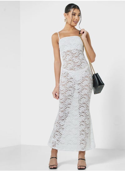 Buy Lace Bodycon Maxi Dress in Saudi Arabia