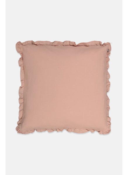 اشتري Plain Cotton Flounce Cushion Pillow, Peach في الامارات