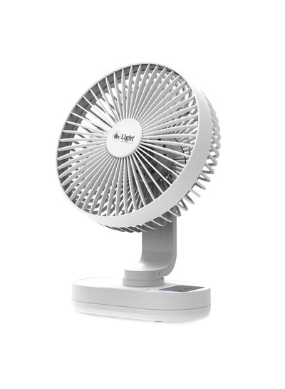 Buy Rechargeable LED Fan With Night Light, 9 Hours Working Time, 3 Blade, 3 Speed Settings, AC And DC Function, Adjustable Fan Head in UAE