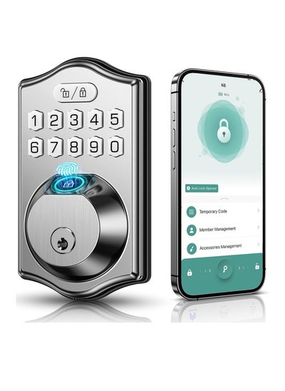 Buy Keyless Entry Door Lock-Deadbolt Smart Door Locks for Front Door-Fingerprint Combination Door Lock -Front Door Lock -Electronic Keypad Code,Auto Lock (Satin Nickel) in UAE