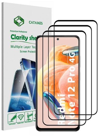 اشتري 3 Pack For Xiaomi Redmi Note 12 Pro 4G Screen Protector Scratch and Shatter Resistant Full Glue Back في الامارات