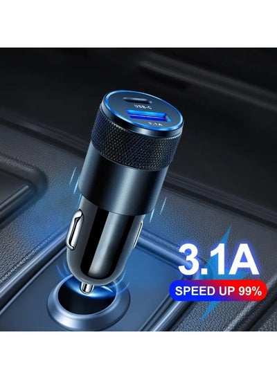 Buy USB C Car Charging Adapter [Mini & Metal] 3.1A/15W Cigarette Lighter USB Charger Fast Charging [PD QC 3.0] USBC Car Phone Charger in UAE