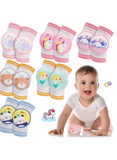 Buy 6 Pairs Baby Knee Pads for Crawling Anti Slip Knee Protectors Breathable for Boys Girls, 0-3 Years Old in UAE