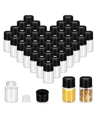 اشتري Clear Glass Sample Vials For Essential Oils, 50 Pack Clear Glass Vial with Screw Caps and Plastic Stopper Leakproof, 2ml في السعودية