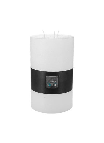 Buy Fragrance-Free Sleek Design 3 Wicks Round Rustic Candle White 3 kg 136580A in Saudi Arabia