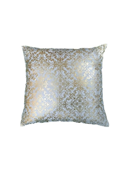 Buy Majestic Thrush Foil Printed Filled Cushion 45x45 Cm Golden in UAE