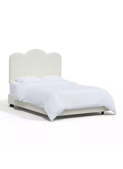 Buy Ivory Silk Comfort: Single Bed in Swedish Wood with Chenille Fabric, Color Ivory, Dimensions 120x200x140 by Alhome in Saudi Arabia