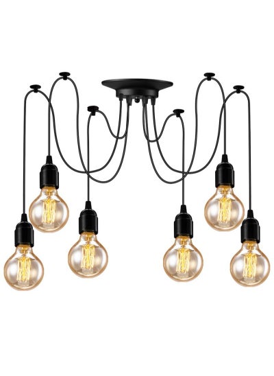 Buy Industrial Pendant Light/Black/Spider Lamp 6 Adjustable Arms/E27 in Saudi Arabia