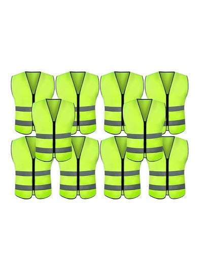 اشتري ECVV 10PCS Reflective Safety Vest Bright Neon Color with 2 Inch Reflective Strips -Zipper Front (10) في السعودية