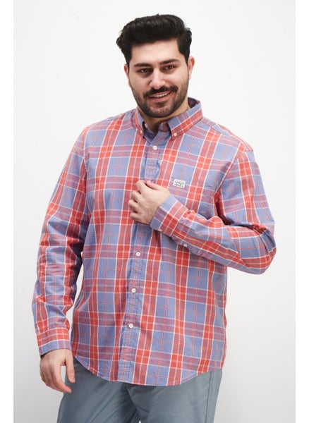 Buy Men Regular Fit Plaid Long Sleeve Casual Shirt, Red Combo in UAE