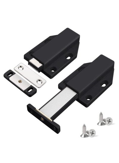 اشتري 2 Pack Black Cabinet Door Bouncer Magnetic Touch Lock Push to Open Hardware Latch with 12 Screws في الامارات