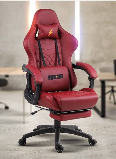 Buy Drogo Ergonomic Gaming Chair with 7 Way adjustable Seat, PU Leather Material Desk Chair Head & USB Massager Lumbar Pillow Video Games Chair Home  Office Chair with Full Reclining Back Footrest Maroon in Saudi Arabia