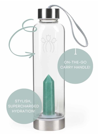 Buy Green Aventurine Interchangeable Crystal Water Bottle, 500ml in Saudi Arabia