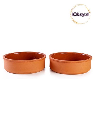 Buy Luksyol Handmade Colored Clay Bowls: Authentic Mexican Pottery for Culinary Delights | Set of 2 (7.5 x 2.4 inches) - Microwave & Oven Safe, Ideal for Tajine, Indian, Korean Cuisine in UAE