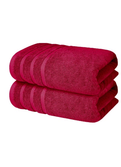 اشتري Premium Burgandy Bath Towels 100% Cotton 70cm x 140cm Pack of 2, Ultra Soft and Highly Absorbent Hotel and Spa Quality Bath Towels for Bathroom by Infinitee Xclusives في الامارات