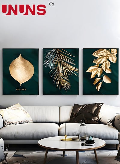 Buy 3Pcs Abstract Wall Art Home Decor,Black Gold Leaf Canvas Prints For Living Room Bedroom,Large Modern Canvas Wall Art,40x60cm(Only Drawing Core) in UAE