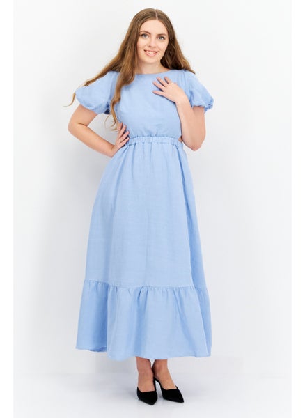 Buy Women Pain Midi Dress, Blue in Saudi Arabia