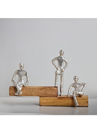 اشتري Odin 3 Thinking Men Aluminium Sculptures with Wooden Base 24 x 24 x 4 cm في السعودية