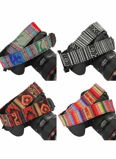 اشتري 4 Pieces Woven Vintage Camera Strap for All DSLR SLR Universal Neck Shoulder Men Women Photographers في السعودية