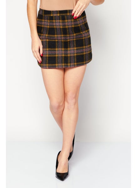 Buy Women Plaid Mini Skirt, Black Combo in UAE