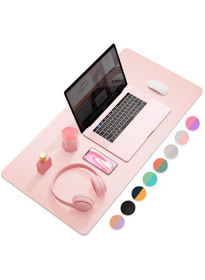 اشتري COOLBABY Multifunctional Office Desk Pad, Ultra Thin Waterproof PU Leather Mouse Pad, Dual Use Desk Writing Mat for Office/Home(80*40 CM，Silver+Pink) في السعودية