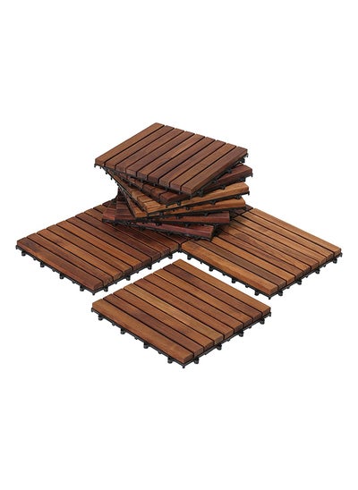 اشتري Hometaste Wooden Decking Tiles - Interlocking Wood Flooring For Garden Pathways, Patios, Durable Wood Tiles For Outdoor And Indoor Use (Style_4, 10_Pieces) في الامارات