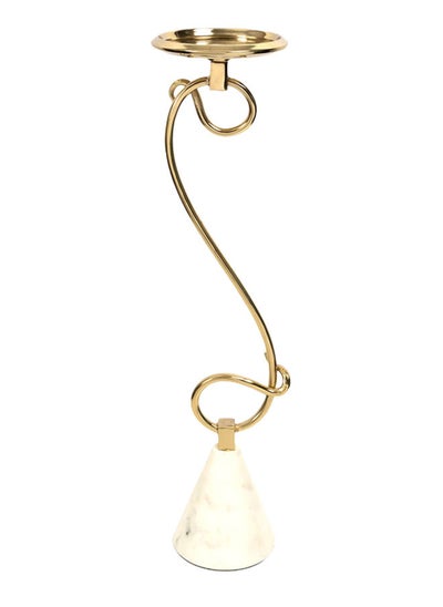 اشتري Lure Pillar Candle Holder, Gold & White - 12x49.5 cm في الامارات