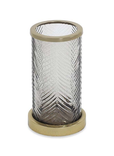 Buy Chevron Tumbler, Smoke & Gold - 8x14 cm in UAE