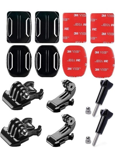 Buy Action Camera Accessories Kit, Helmet Adhesive Sticky Mounts and Buckle Kit, Quick Release Buckle Clip Basic Mount, Vertical Surface J-Hook Buckle Mount Base, Long Thumb Screw, Curved and Flat Mounts in UAE