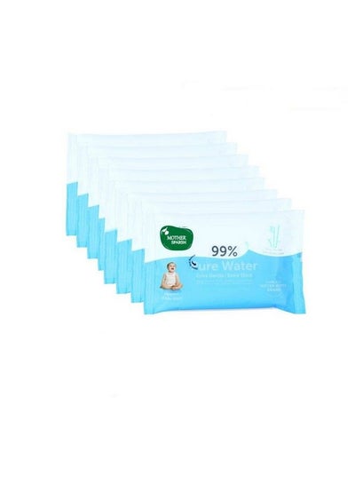 Buy Thick Fabric Baby 99% Water Based (Unscented) Wipe (Blue 10 Wipes) Pack Of 8 in UAE
