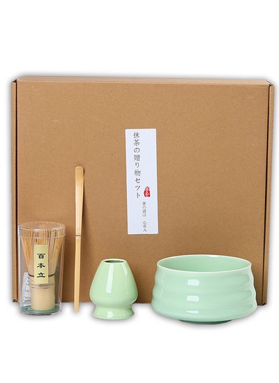 اشتري Matcha Whisk Set, 4pcs Japanese Tea Set,Matcha Whisk,Traditional Scoop, Matcha Bowl, Ceramic Whisk Holder,Traditional Matcha Tool Set for Matcha Tea Ceremony(Green) في الامارات