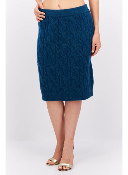 اشتري Women Knitted Midi Skirt, Blue في الامارات