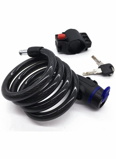 Buy Bike Lock, Bike Key Lock, Cable Steel Coiled Secure Lock with Integrated Key Lock, Mounting Bracket, for Bicycle Stroller Scooter Electric Cycle Outdoor, 1.2M (4 Feet), 1/2 Inch Diameter in Saudi Arabia