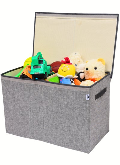 Buy Toy Storage Organizer Chest Large with Lid, Collapsible Sturdy Toy Box Storage Bin for Playroom, Multipurpose Premium Oxford Fabric Toy Organiser for Kids Storage with Divider 60x40x35cm Grey in UAE