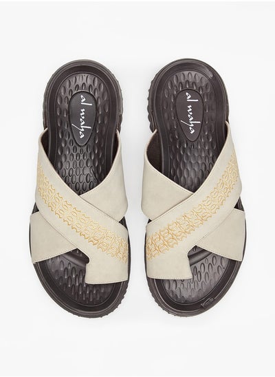 Buy Textured Slip-On Arabic Sandals in Saudi Arabia