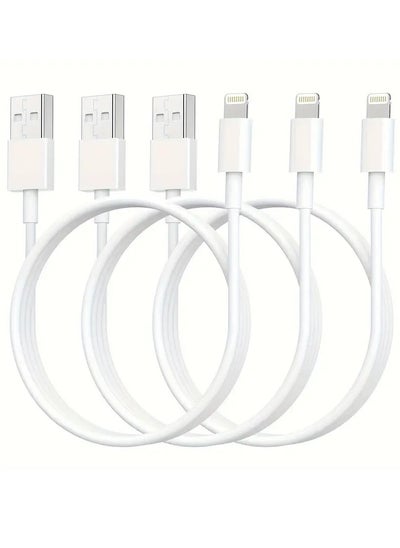 اشتري [MFi Certified] 3-Pack 6 Ft Lightning to USB Charging Cable for iPhone – Fast Charging Cords for iPhone 13 Pro Max/12 Mini/11/XR/Xs/X/8/7/6/iPad Pro/Air/Mini – [Long 6 Feet] [White] في الامارات