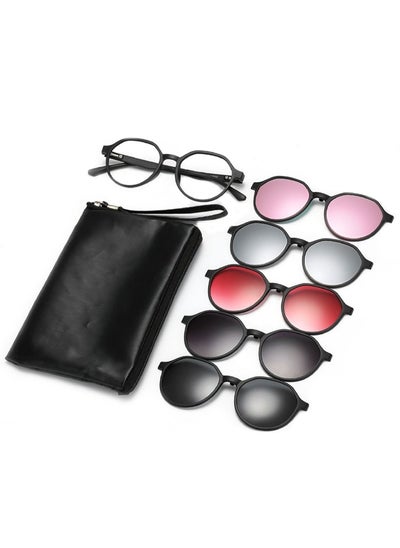 Buy UV Protection 1 Frame Eyeglasses + 5 Clip Lenses Sunglasses Polarized Magnetic in Saudi Arabia