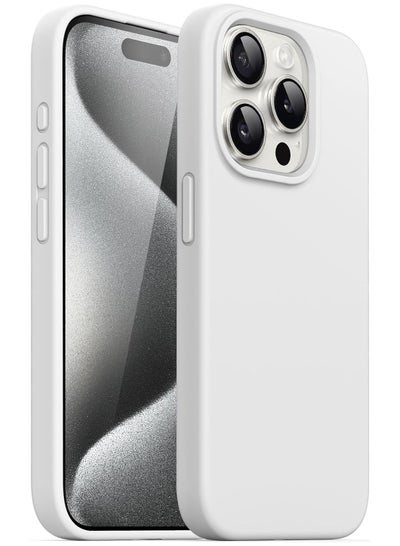Buy Silicone Case for iPhone 15 Pro 6.1-Inch (NOT FOR iPhone 15 Pro Max 6.7-Inch), Silky-Soft Touch Full-Body Protective Phone Case, Shockproof Cover (White) in UAE