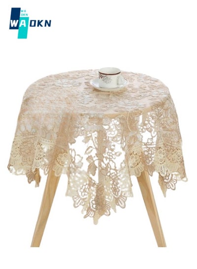 Buy Square Tablecloth, Lace Embroidery, Waterproof Washable and Dustproof, Classic Table Cover, Suitable for Wedding Party Home, Kitchen Dining Table Decoration, 130*130cm in UAE